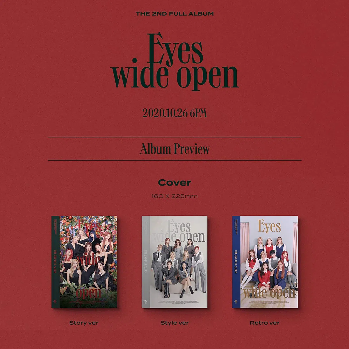 TWICE 2nd Album - EYES WIDE OPEN [ STYLE ver. ] Photobook + Message Card + Lyric Poster + Sticker + Photocards