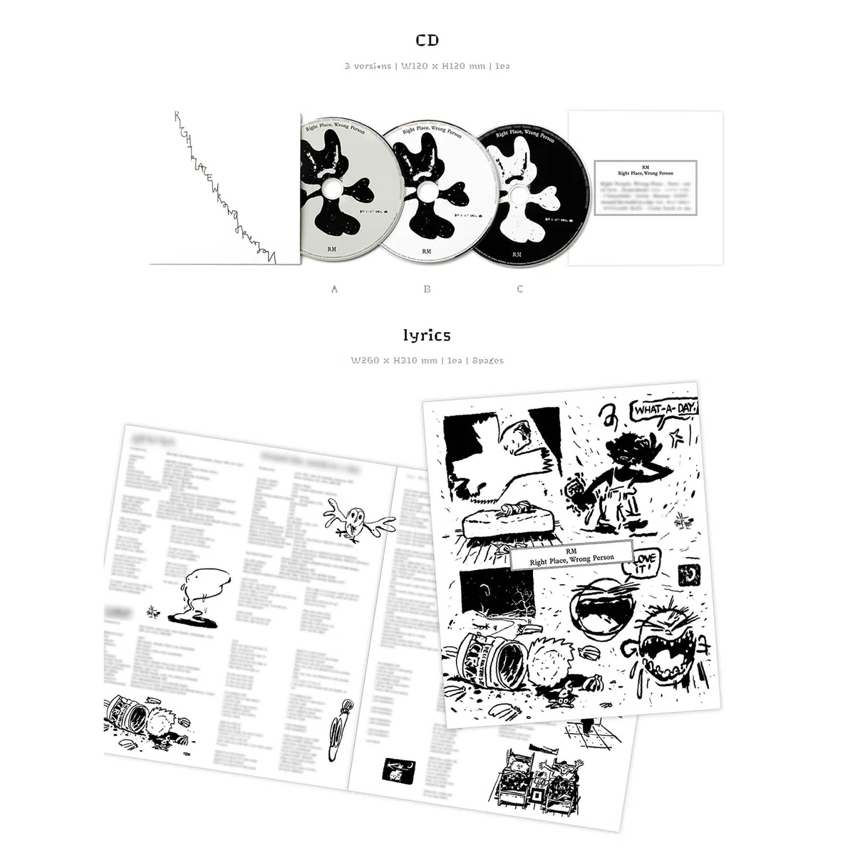 RM of BTS - 2nd Solo Album [Right Place, Wrong Person] (C Ver.) File Holder + Posterbook + Photobook Lyrics + Postcard + Photocard + 2 Extra Photocards