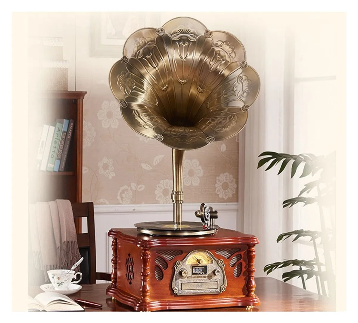 Música for el hogar Sonido Fonógrafo Altavoz Retro Reproductor de discos de vinilo Jukebox Sala de estar de estilo europeo Muebles for el hogar Subwoofer Reproductor de discos de vinilo con altavoz