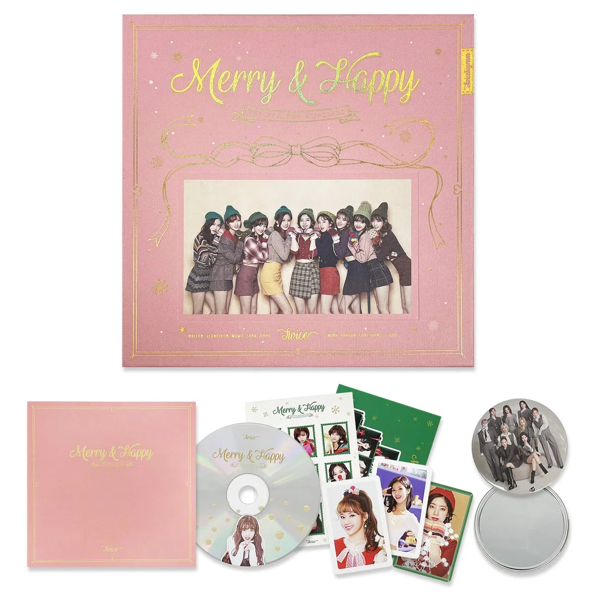 TWICE 1st Repackage Album - Merry & Happy [ HAPPY Ver. ] CD + Photo book + Photo card + Post card + Sticker / K-pop Sealed