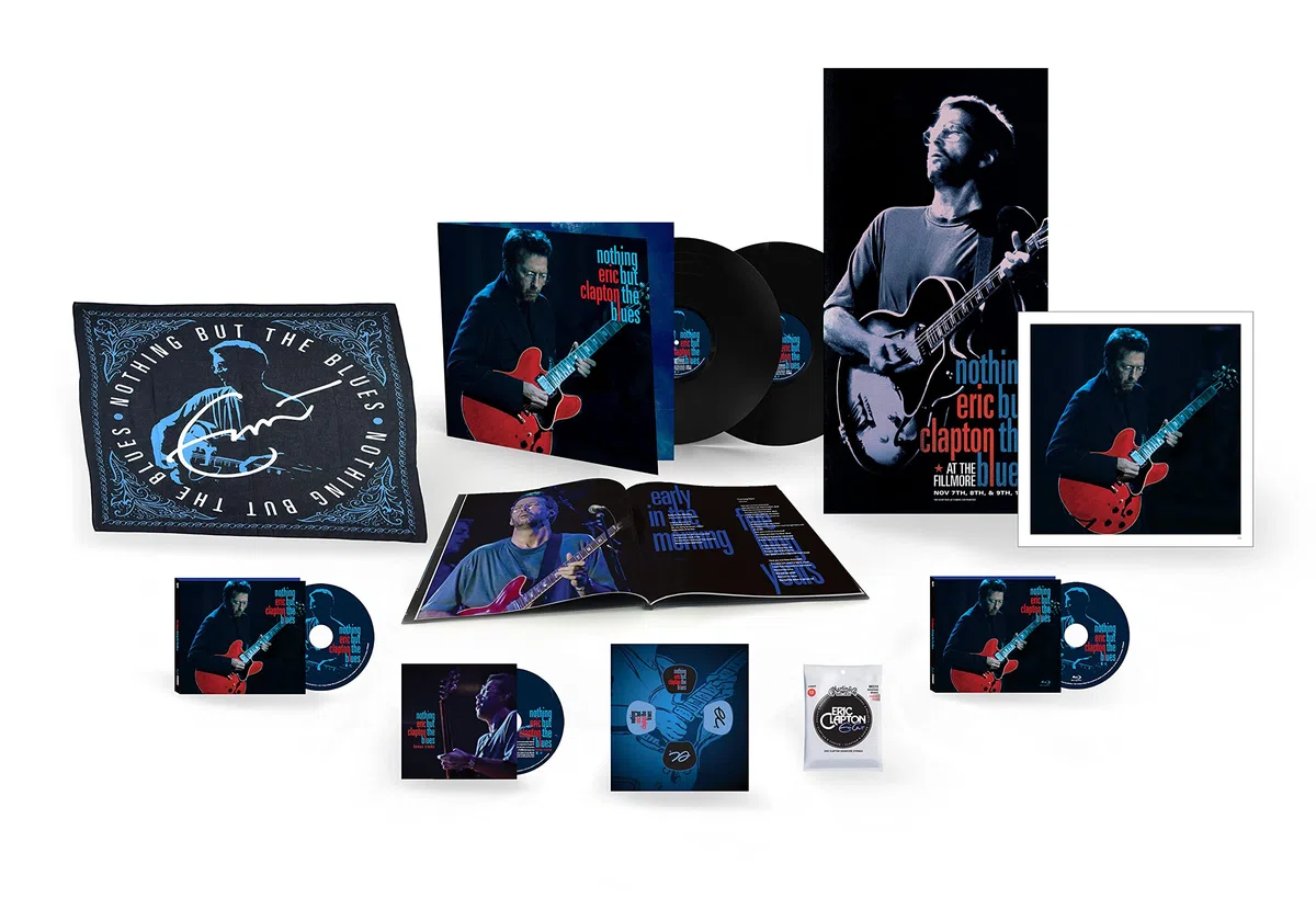 Eric Clapton - Nothing but the blues Libro + Póster + Juego Cuerdas Guitarra + Púas + Pañuelo Exclusivo)