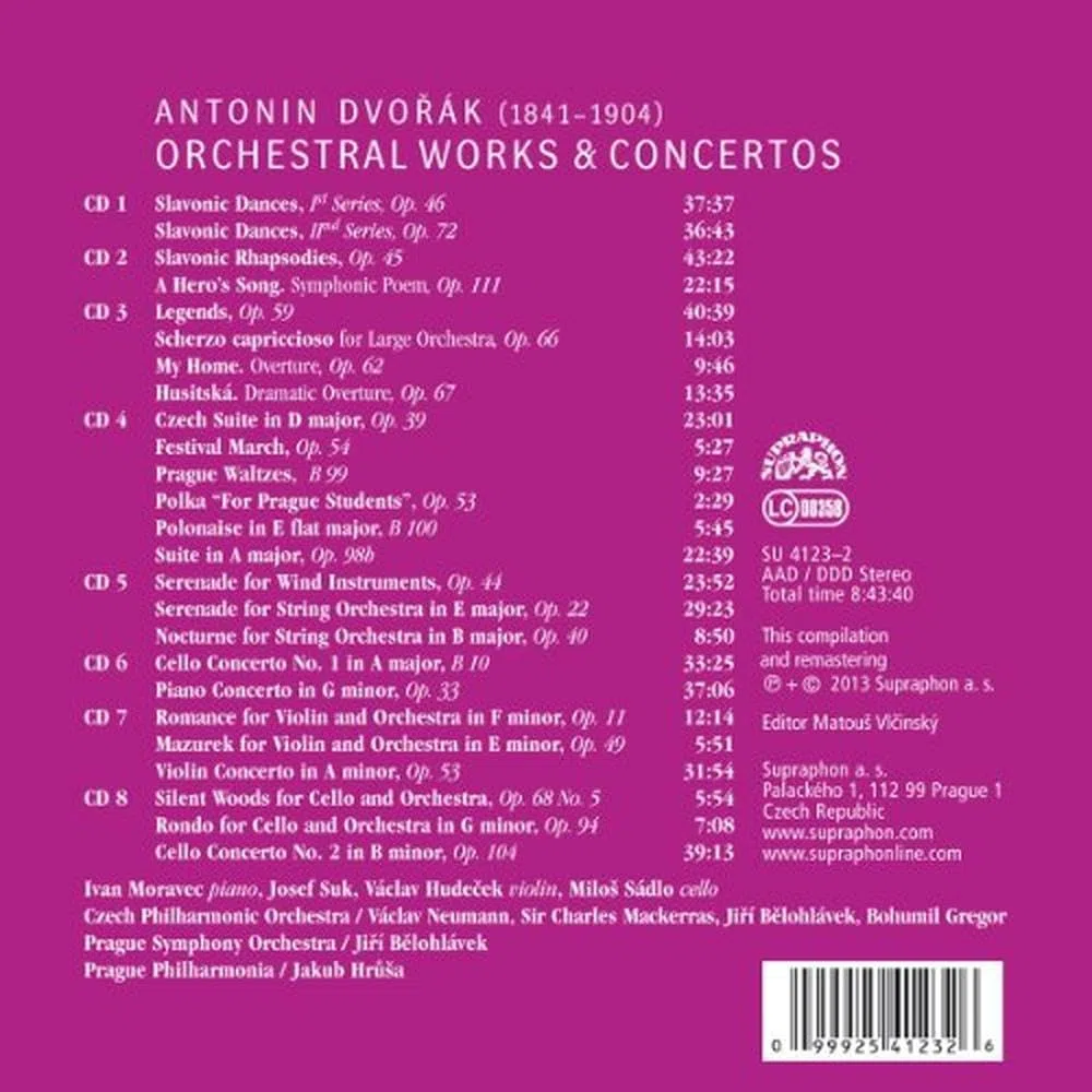Dvorak: Obras Orquestales Y Conciertos (8 Cds) / Orq. Fil. Checa