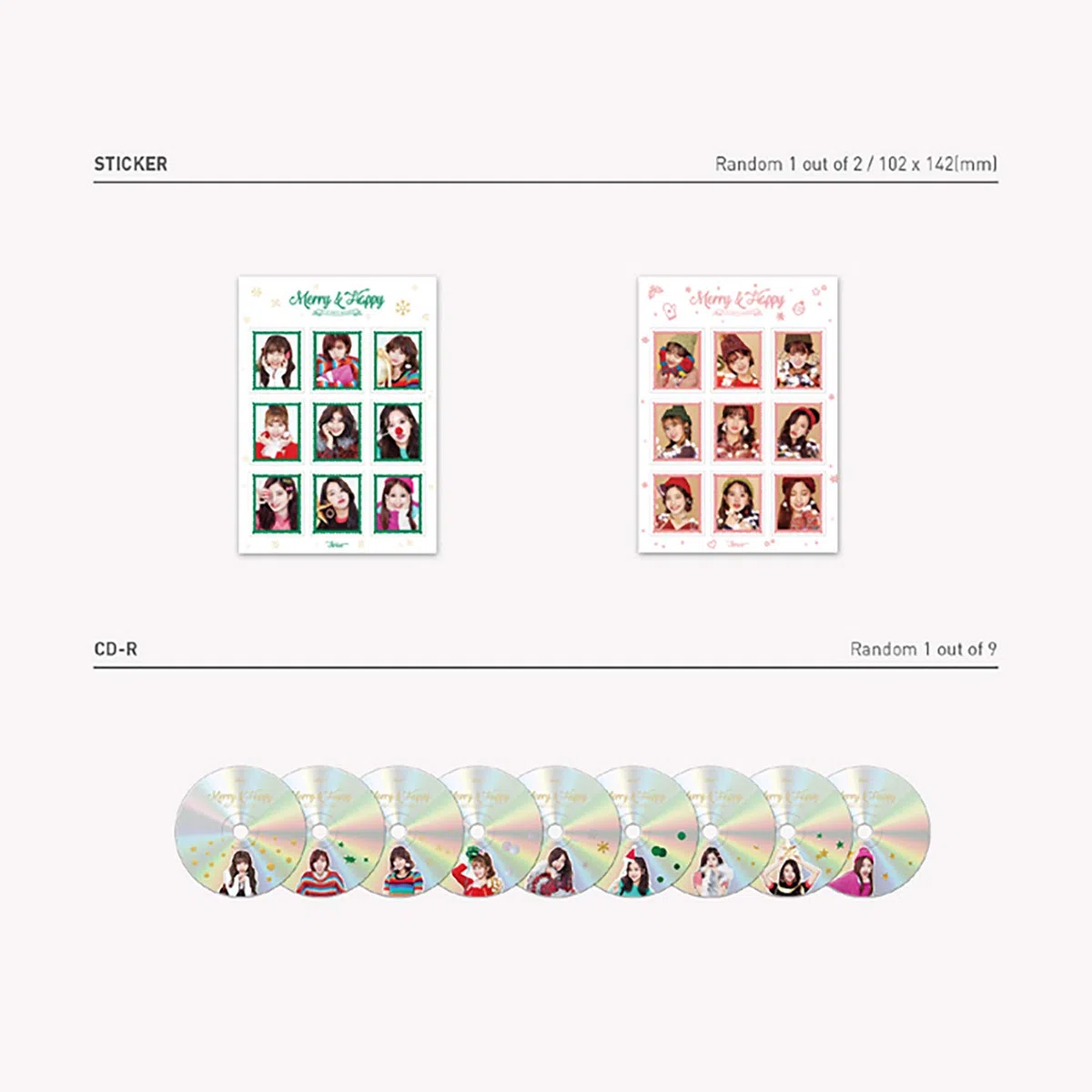 TWICE 1st Repackage Album - Merry & Happy [ HAPPY Ver. ] CD + Photo book + Photo card + Post card + Sticker / K-pop Sealed