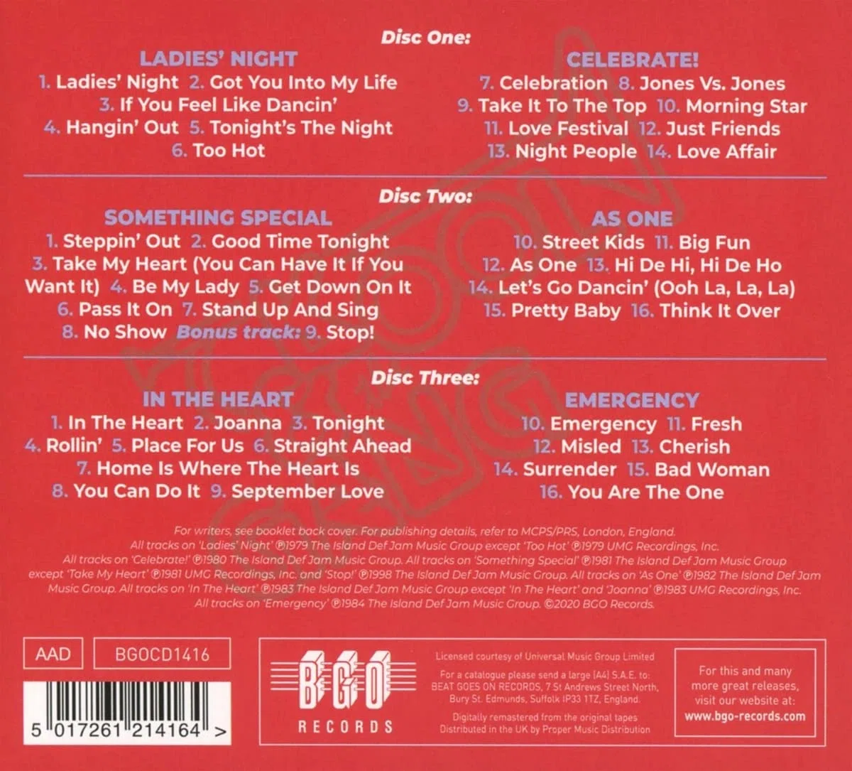 Ladies' Night / Celebrate! / Something Special / As One / In The Heart / Emergency