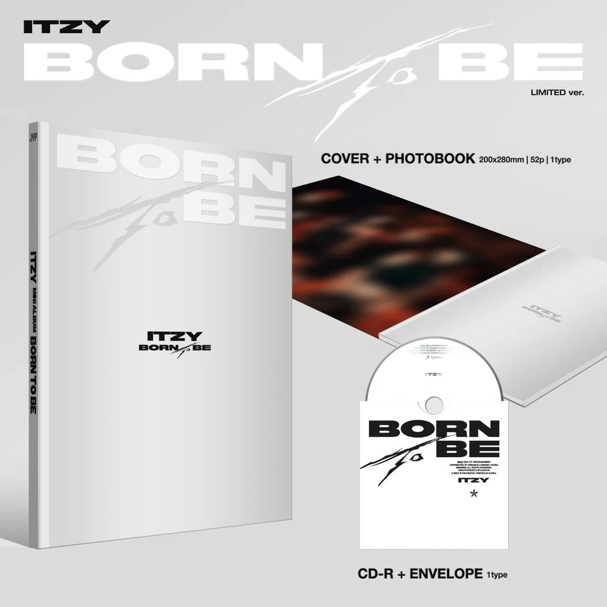ITZY - [BORN TO BE] (LIMITED Ver.) Cover + Photobook + CD-R + Envelope + Photocard + Pair Booklet + Portrait + 2Cut-Film + Mood Film + Poster + Postcard + 2 Pin Badges + 4 Extra Photocards