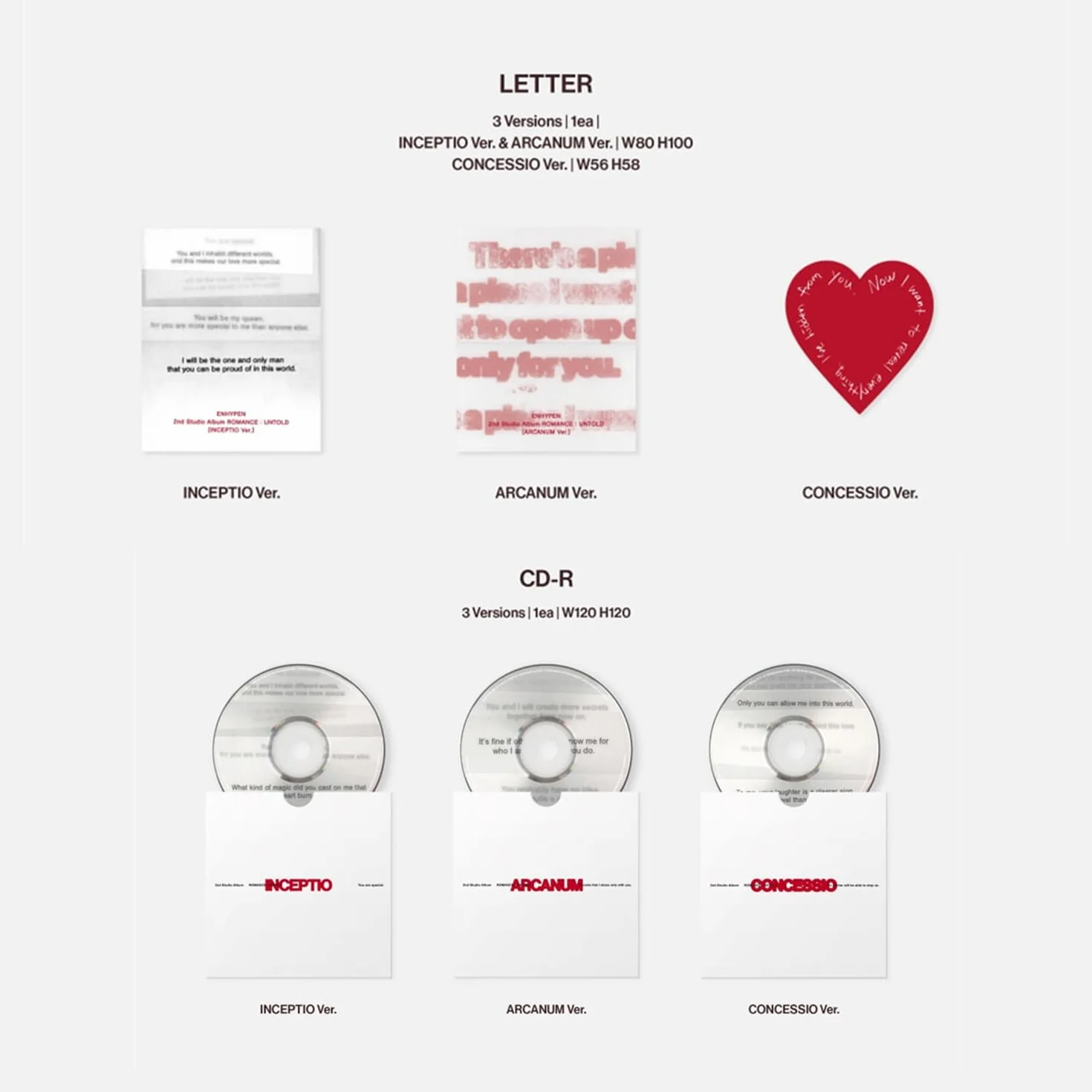 ENHYPEN - 2nd full album [ROMANCE : UNTOLD] (INCEPTIO Ver.) Photo Paper RIngs R + 2 Pin Badges + 4 Extra Photocards