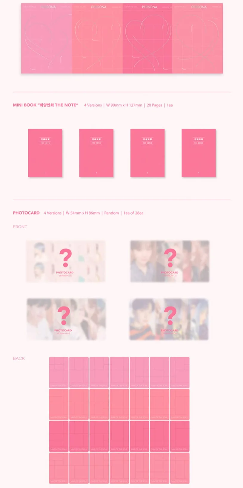 BTS Album MAP OF THE SOUL : PERSONA (Ver. 3) Photobook+Mini Photocard+Photo Film+Postcard+(Extra BTS 6 Photocards+1 Double-Sided Photocard+Logo Hologram Sticker)
